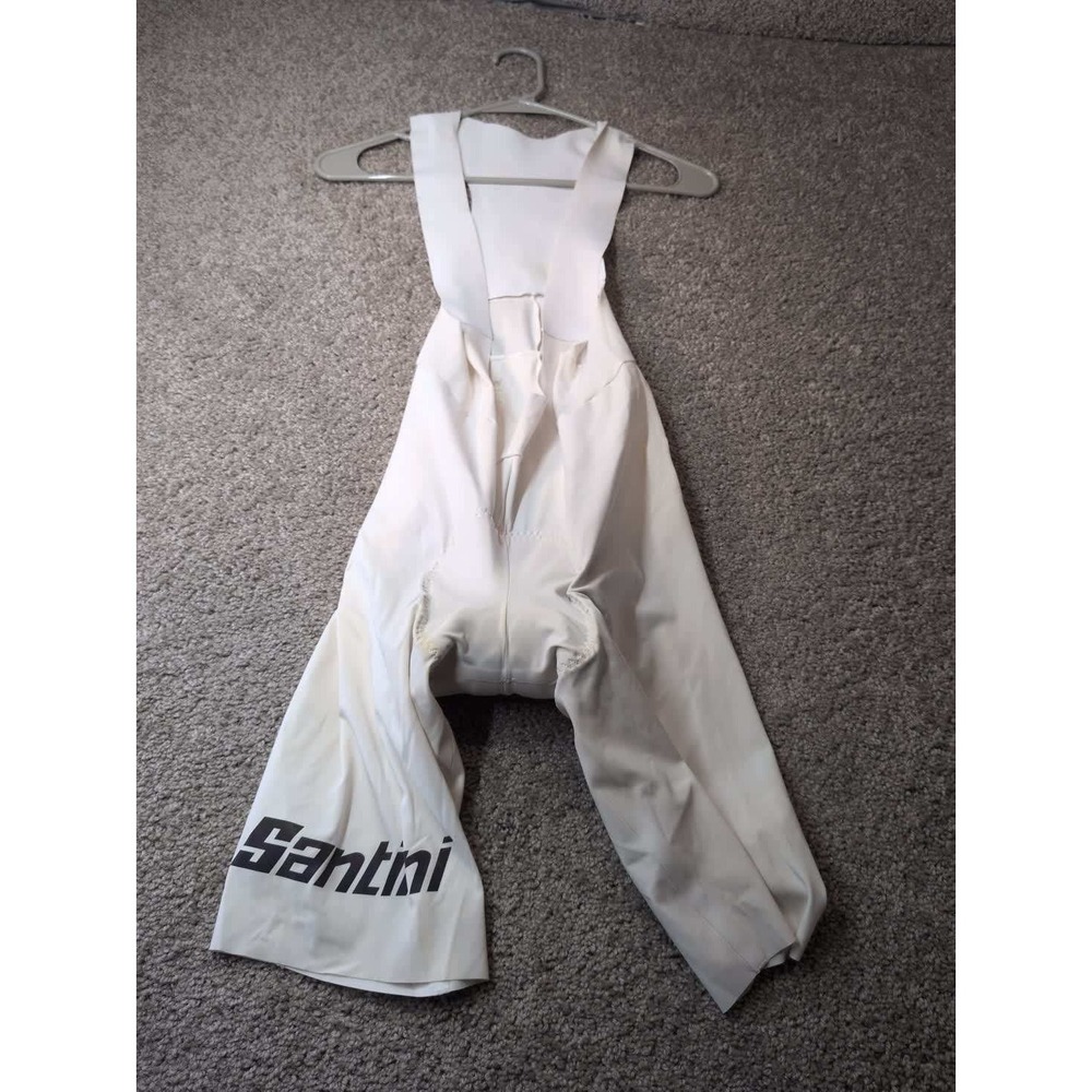 Santini Mens White Cycling Bib Shorts Size S Made in Italy Padded Chamois